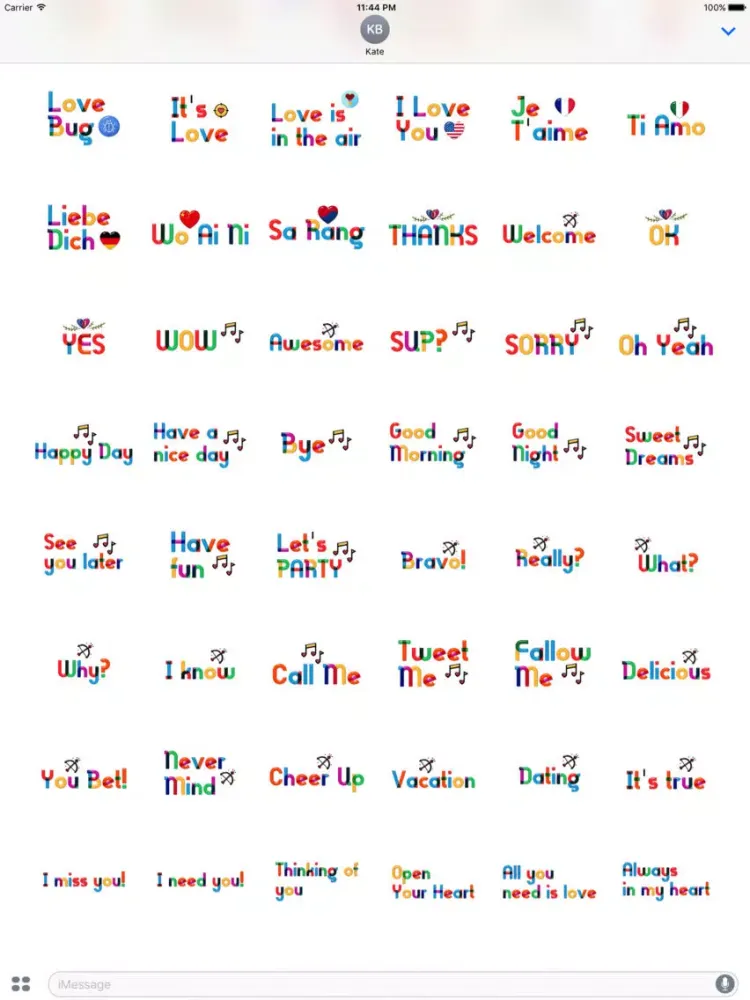 Lovely Colorful Glass Sensitive Word Stickers iPad  スクリーンショット