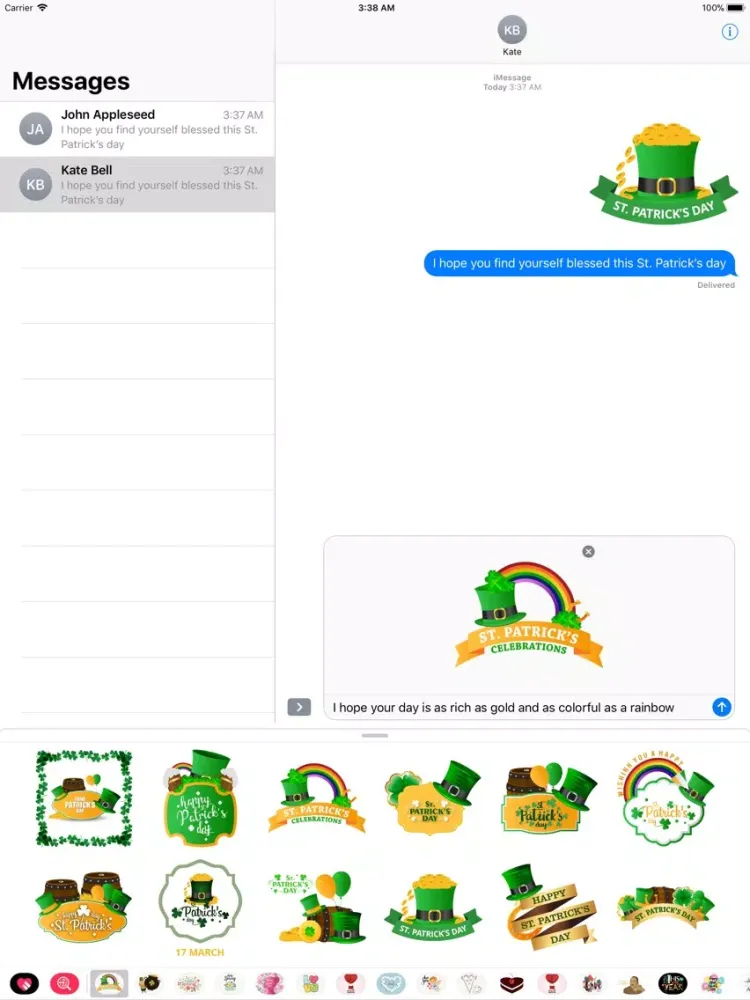 Tangkapan layar St.Patrick's Day Sticker iPad 