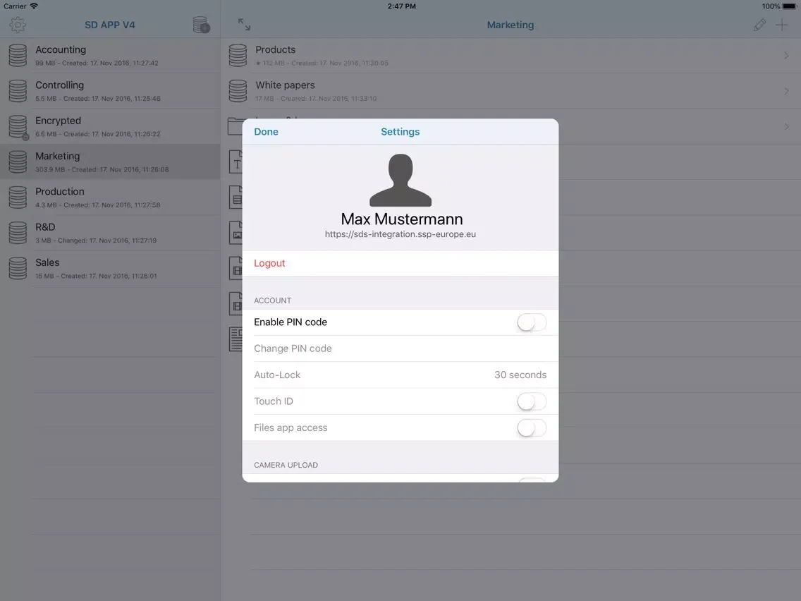 Tangkapan skrin Secure Drive V4 iPad 