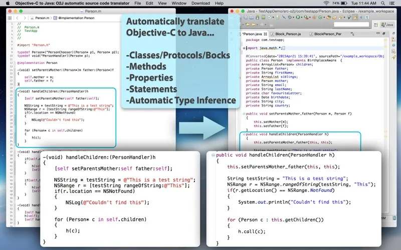 Objective-C to Java - O2J automatic source code translator Screenshots