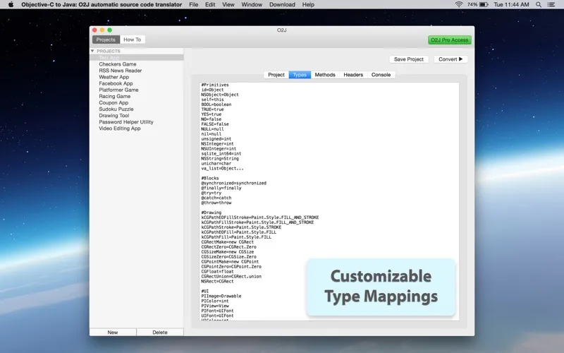 Objective-C to Java - O2J automatic source code translator Screenshots