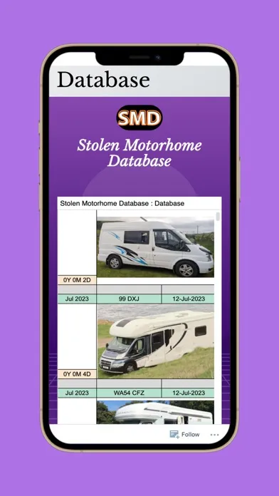 Stolen Motorhome Database Screenshots