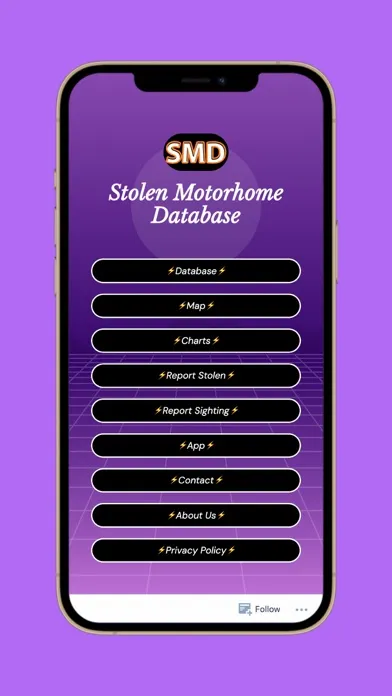Stolen Motorhome Database Screenshots