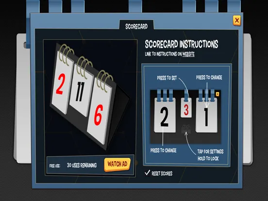 Backgammon Score Card iPad  Screenshots