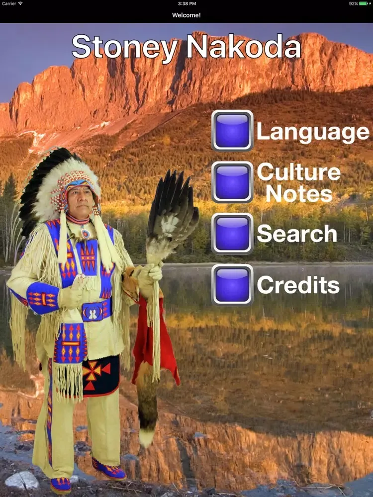 Tangkapan layar Stoney Nakoda Language iPad 