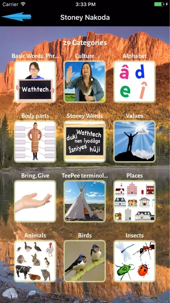 Tangkapan layar Stoney Nakoda Language