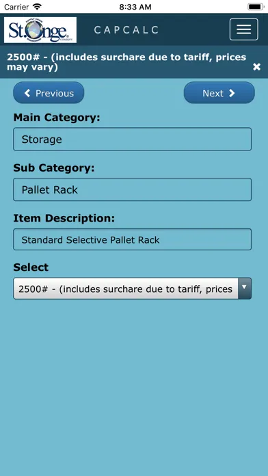 Tangkapan skrin CAPEXCalc