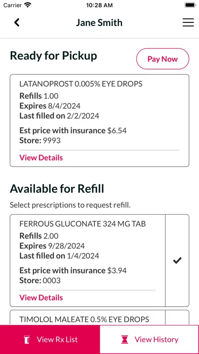 Zrzuty ekranu Stop & Shop Rx
