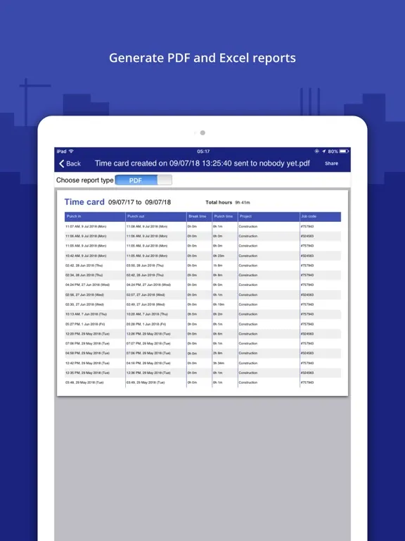 Zrzuty ekranu Punch In / Out Timesheet App iPad 