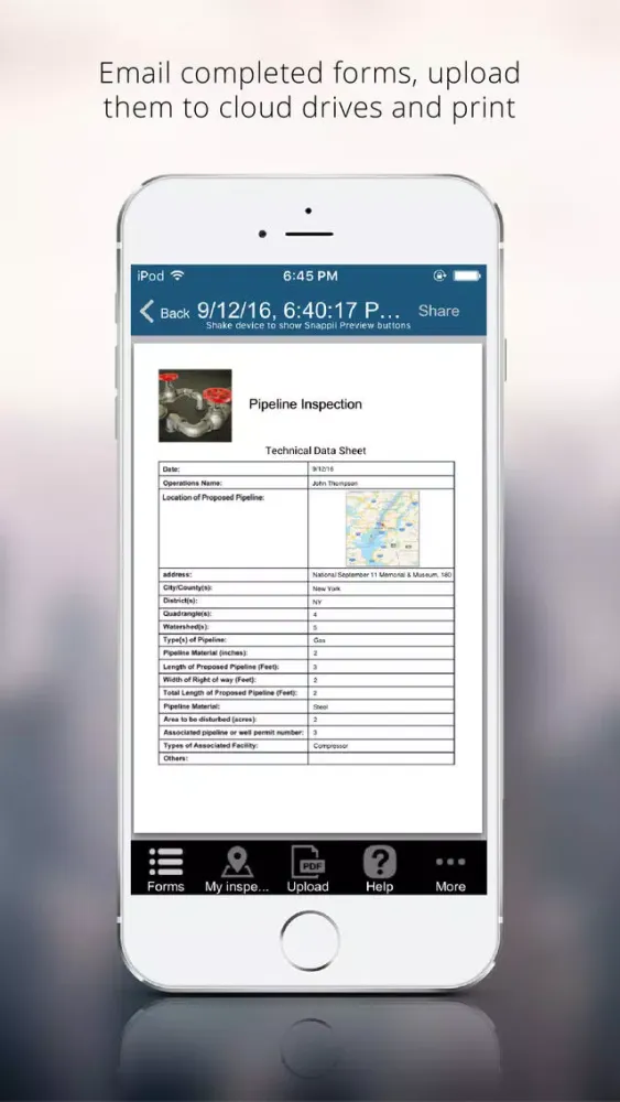 Screenshot di Pipeline Inspection App
