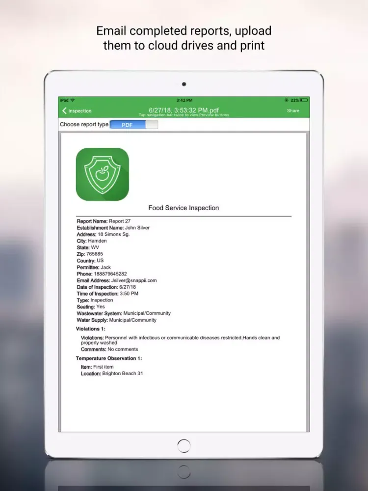 Скриншоты Food Safety and Health Inspect iPad 