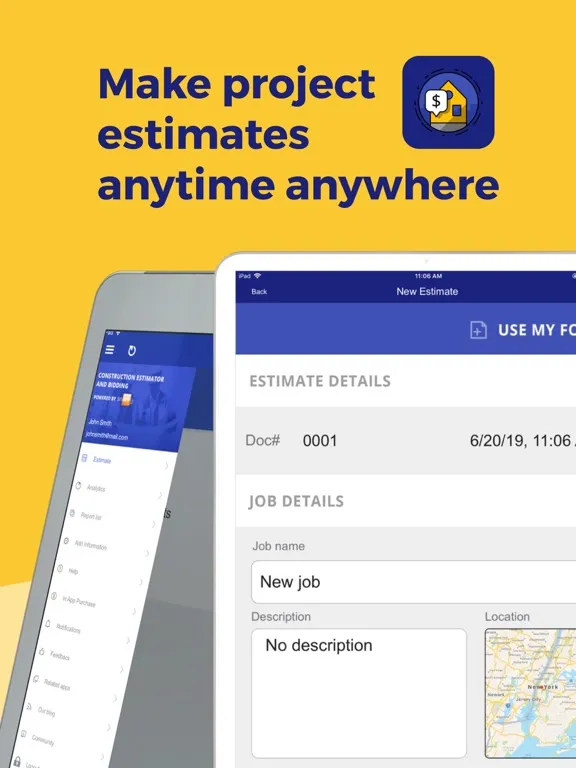 Construction Estimator App iPad  स्क्रीनशॉट
