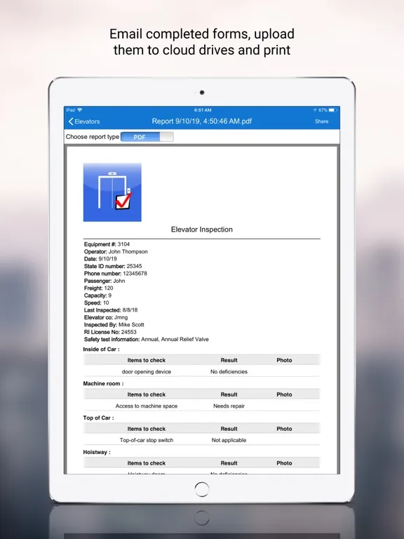 Inspect & Maintain Elevators iPad  سکرین شاٹس