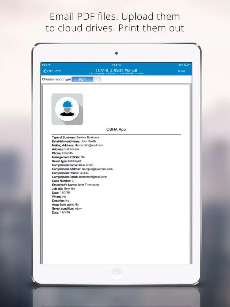 صور OSHA case reporting iPad 