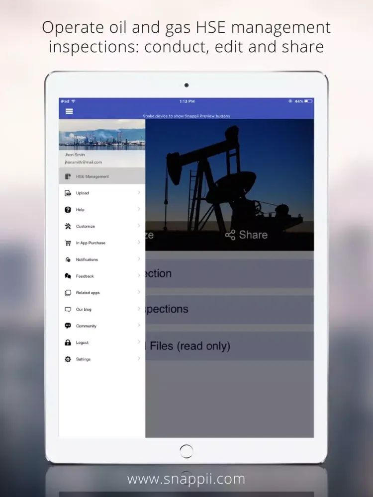 Oil and Gas HSE Management App iPad  Screenshots