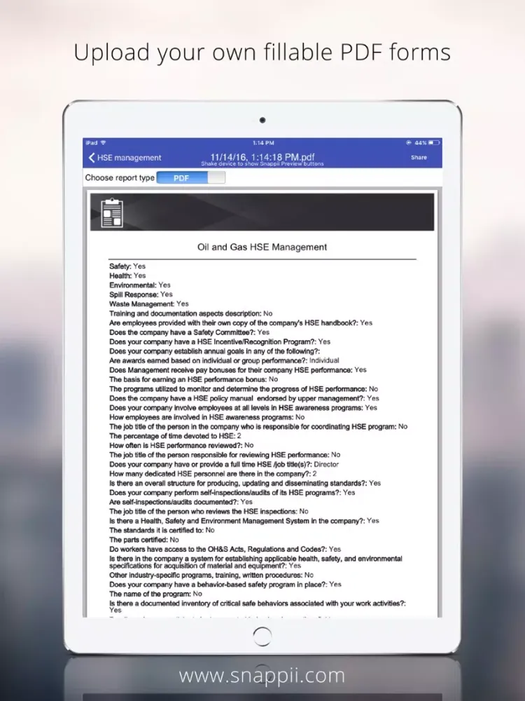 Oil and Gas HSE Management App iPad  Screenshots