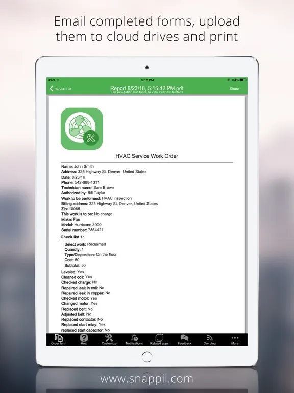 تصاویر HVAC Service Work Order iPad 