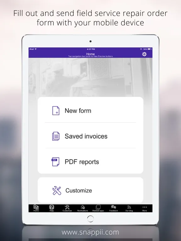 Capturas de tela do Field Service Repair Order iPad 