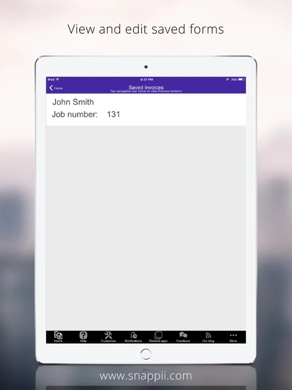 Capturas de tela do Field Service Repair Order iPad 