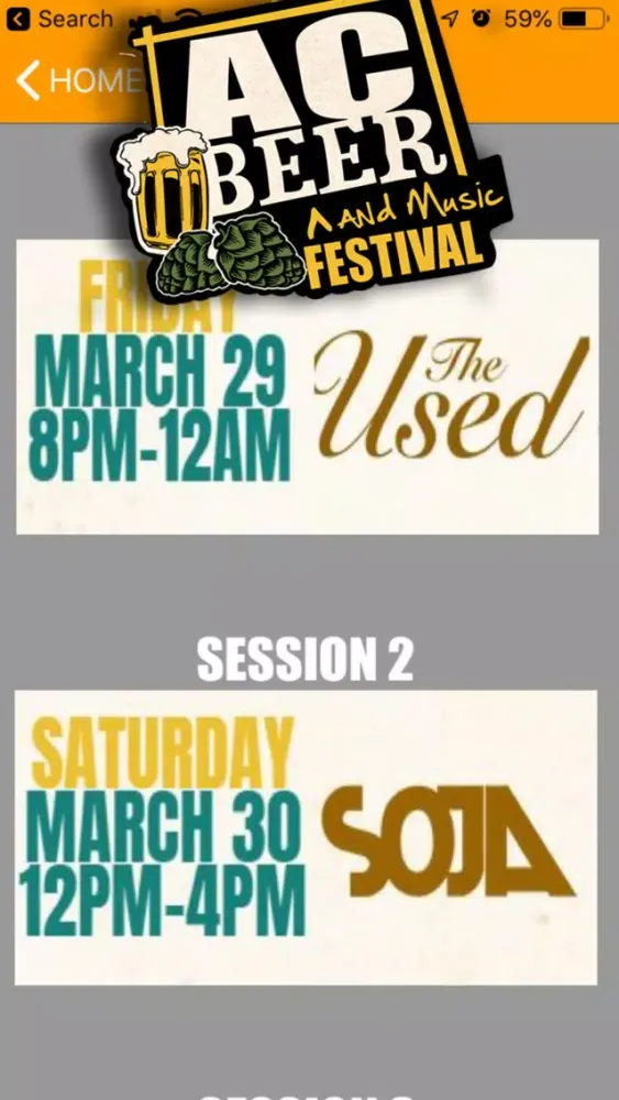 Capturas de pantalla de AC Beer and Music Festival App