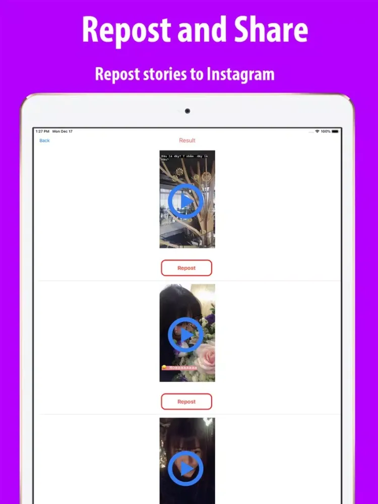 Stories Repost for Instagram iPad  स्क्रीनशॉट