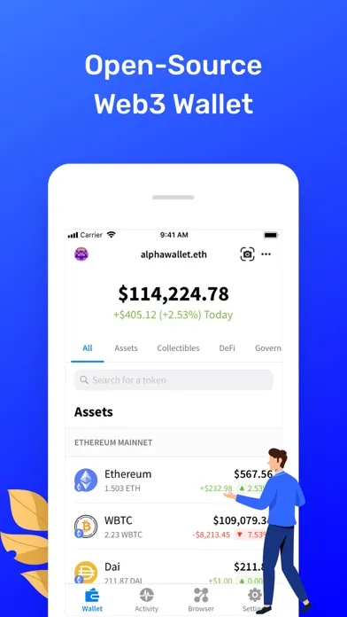Captures d'écran de AlphaWallet, Ethereum and EVM