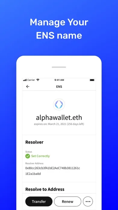 Captures d'écran de AlphaWallet, Ethereum and EVM