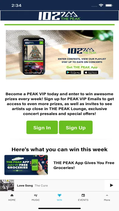 102.7 THE PEAK स्क्रीनशॉट