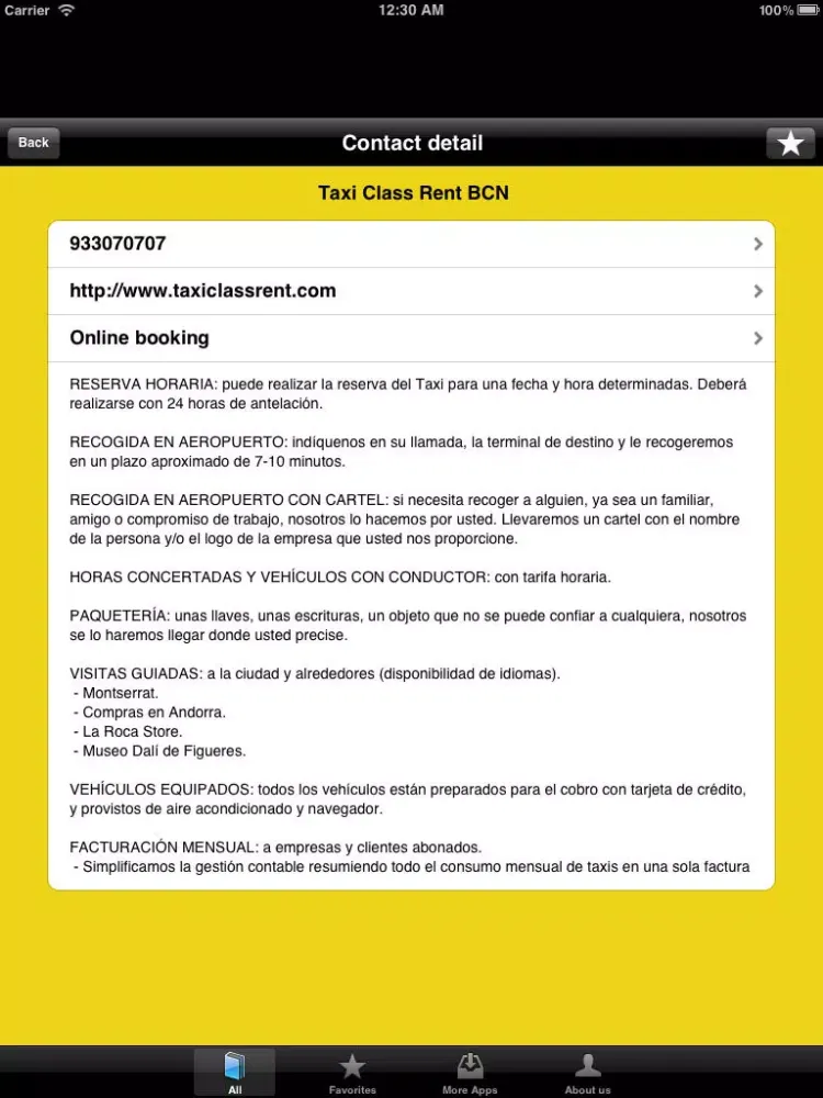 Tangkapan skrin Barcelona's Taxis Free iPad 