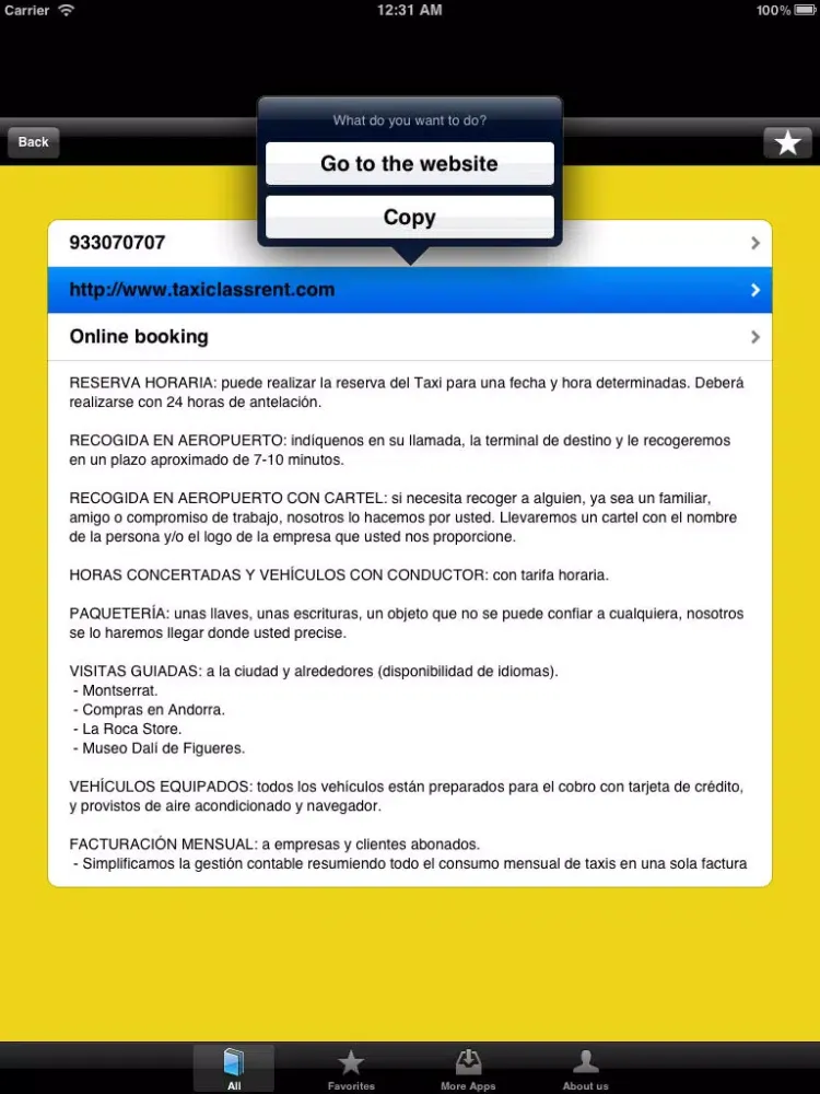 Tangkapan skrin Barcelona's Taxis Free iPad 