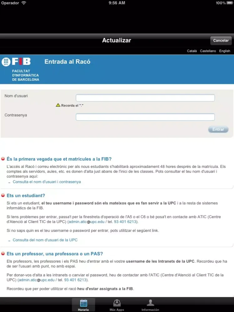 Horario FIB iPad 应用截图