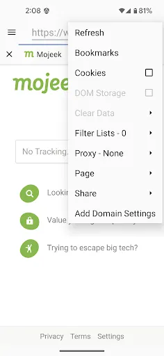 Screenshot di Privacy Browser