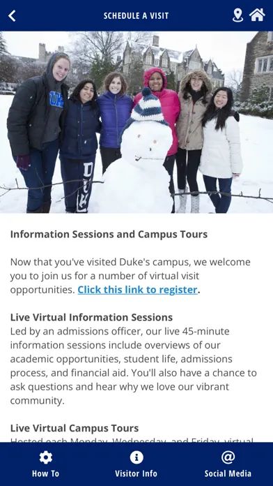 Capturas de pantalla de Duke Admissions Tour