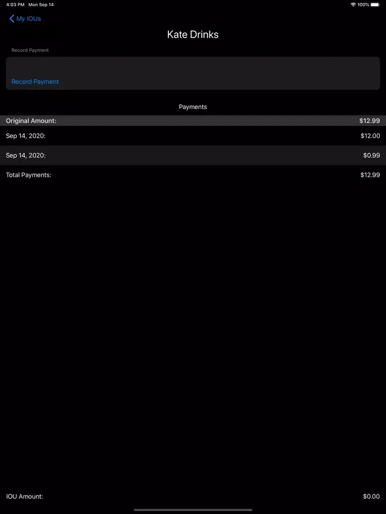 Track my IOUs iPad  Ekran Görüntüleri