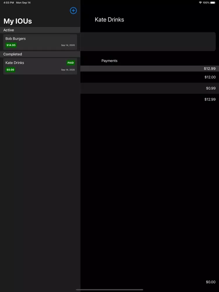 Track my IOUs iPad  Ekran Görüntüleri