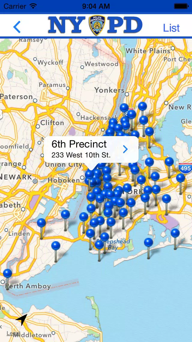 Tangkapan skrin NYPD Precincts