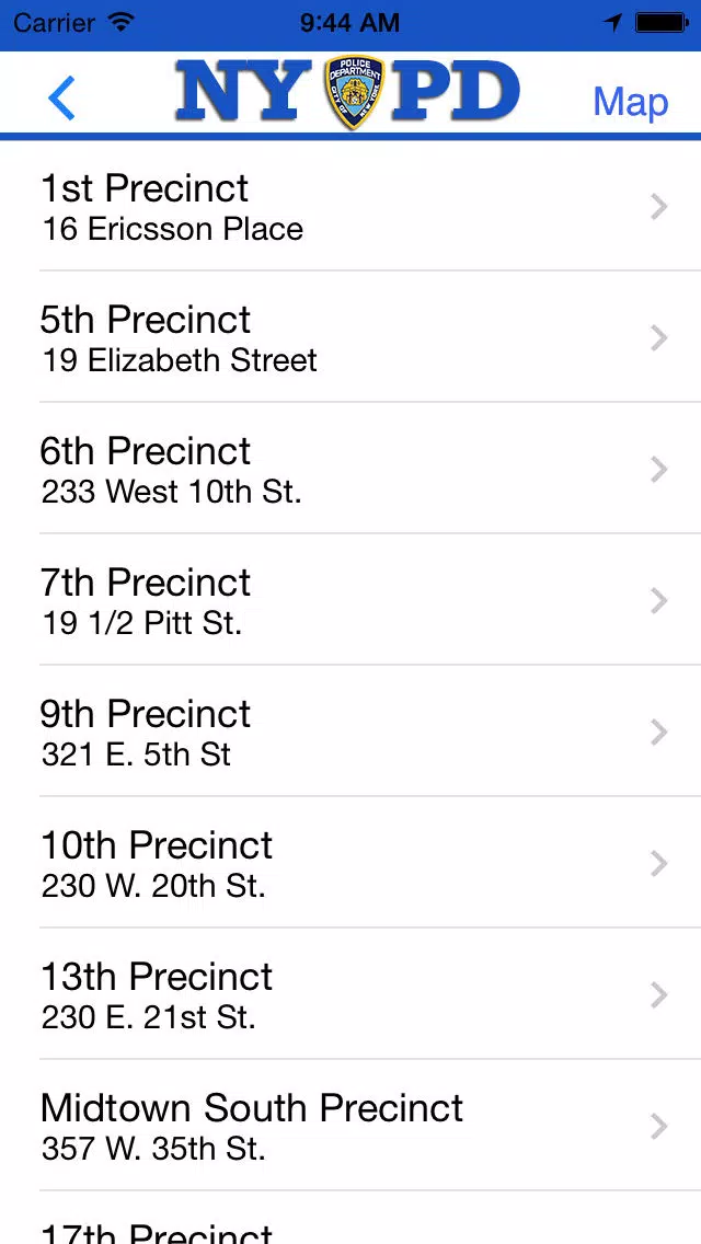 Tangkapan skrin NYPD Precincts