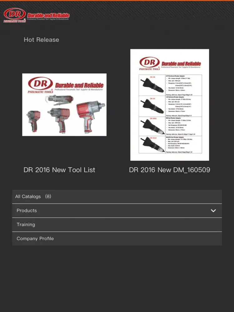 Capturas de pantalla de DR Pneumatic Tools vBook iPad 
