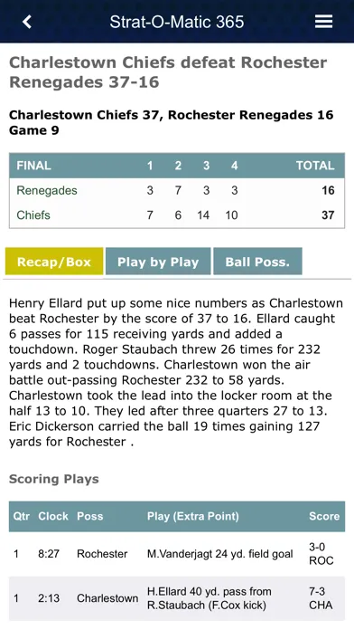 Capturas de pantalla de Strat-O-Matic Football 365