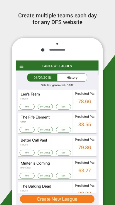 Baseball DFS Predictor應用截圖