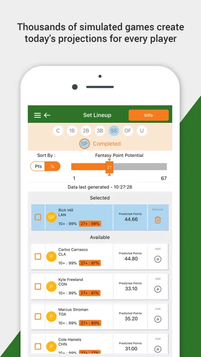 Baseball DFS Predictor應用截圖