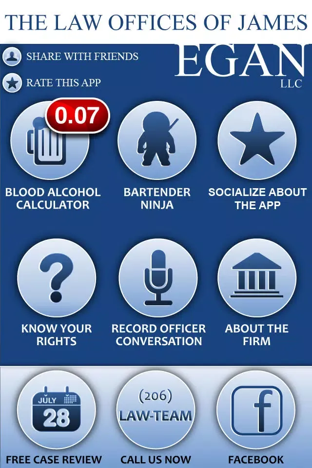 Capturas de tela do Egan's BAC Tracker