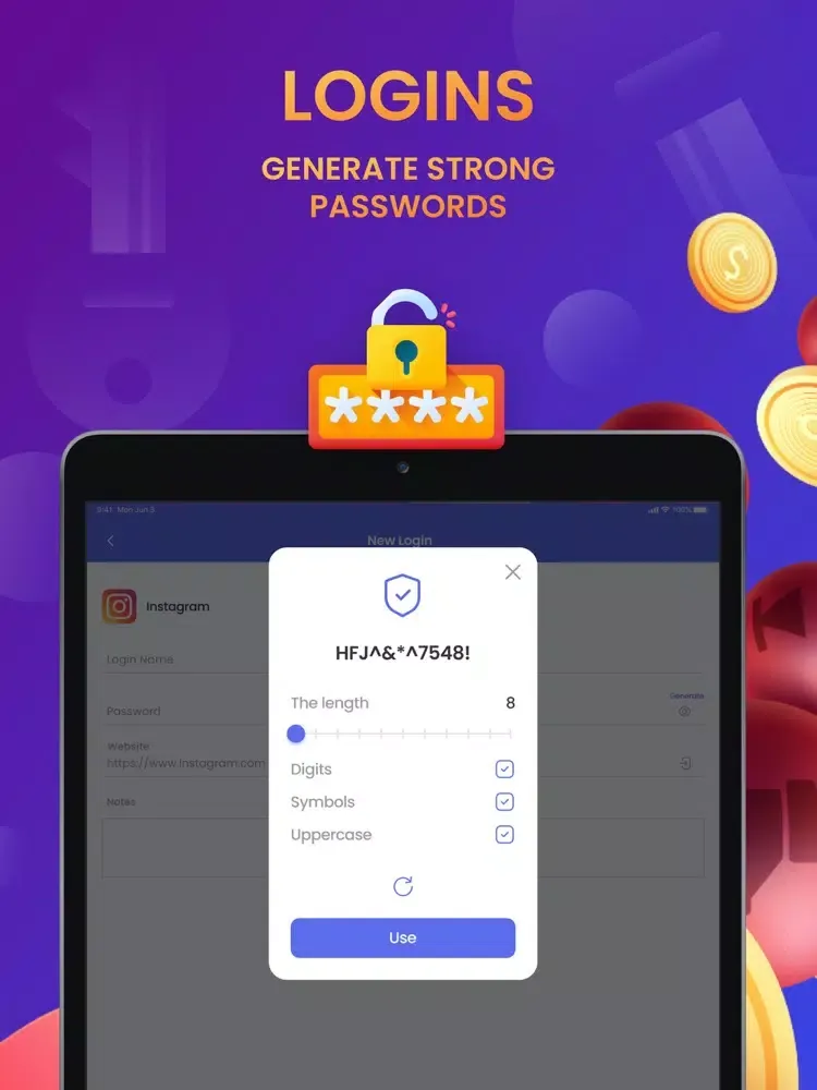 Скриншоты Password Manager Lock iPad 