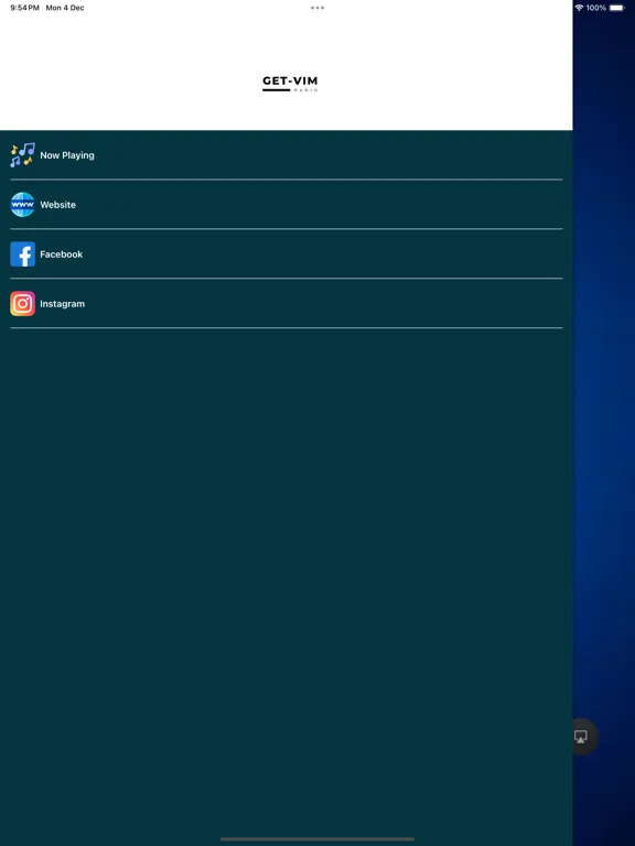 ภาพหน้าจอของ GET-VIM RADIO iPad 
