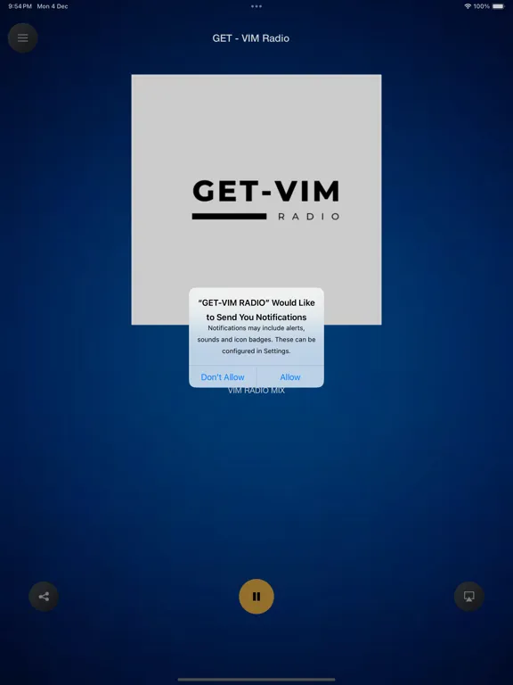 ภาพหน้าจอของ GET-VIM RADIO iPad 