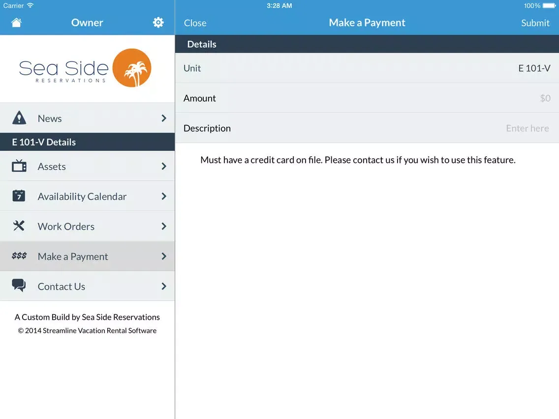 Ảnh chụp màn hình của Sea Side Owner Management iPad 