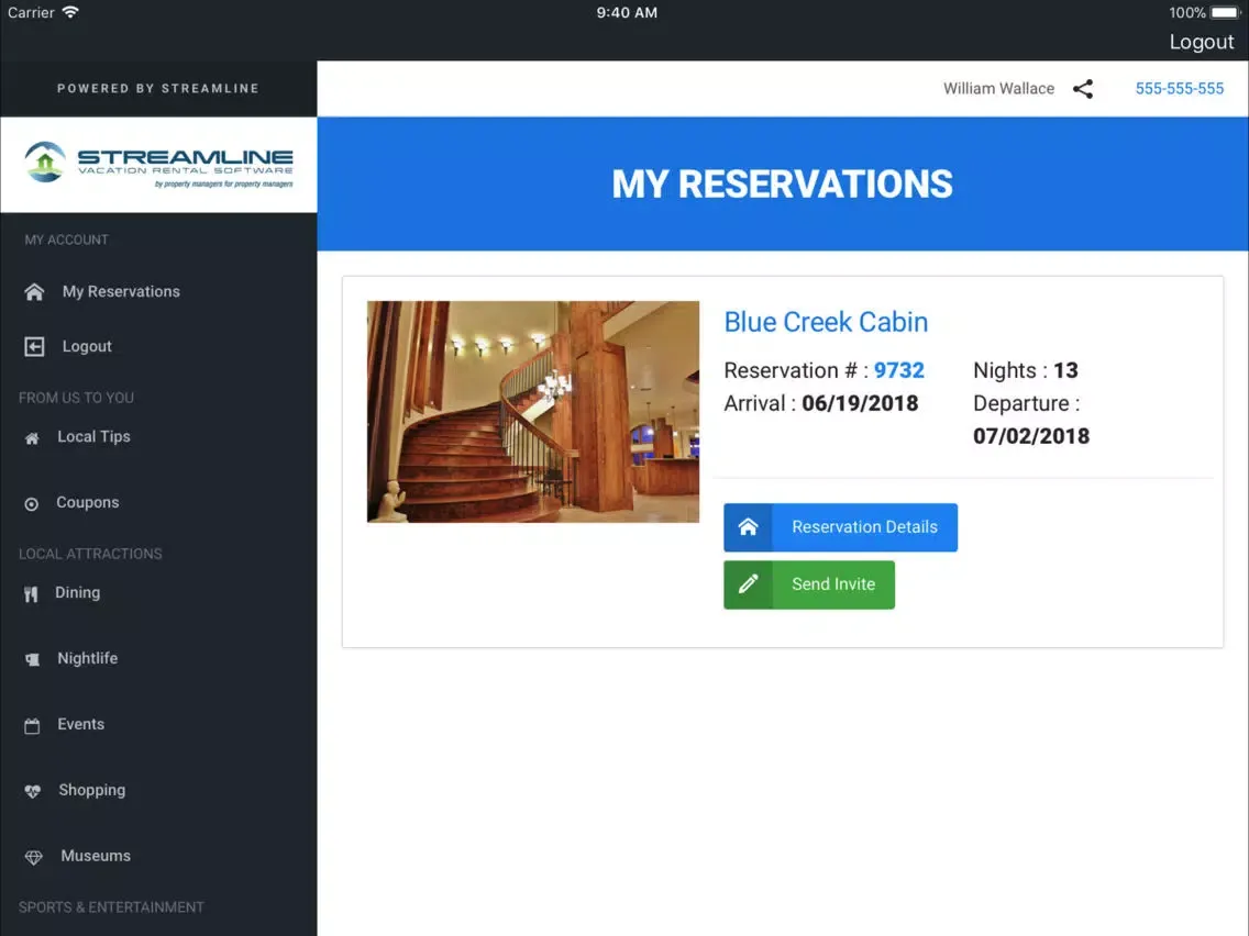 Ảnh chụp màn hình của E-Visitor Guide iPad 