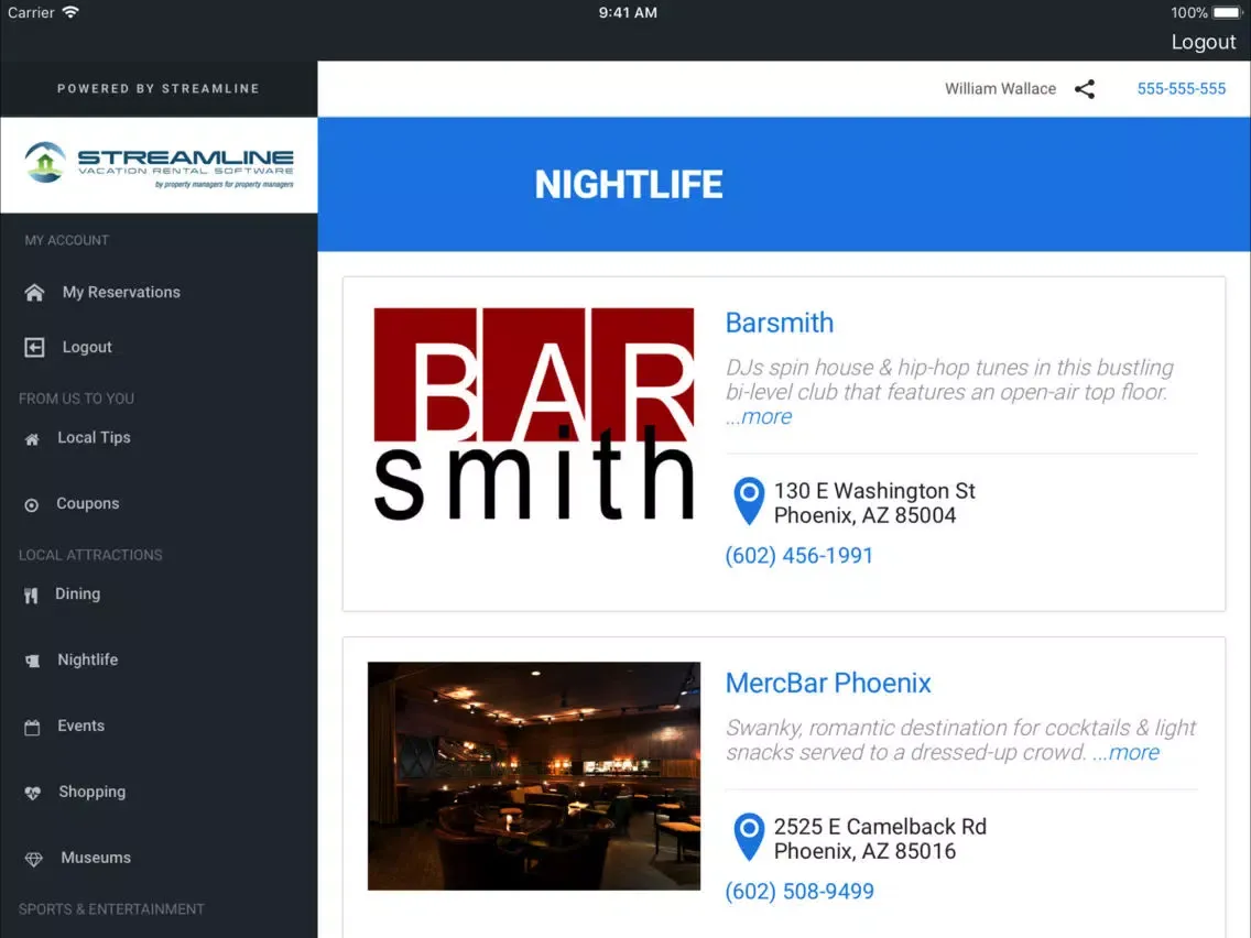 Ảnh chụp màn hình của E-Visitor Guide iPad 