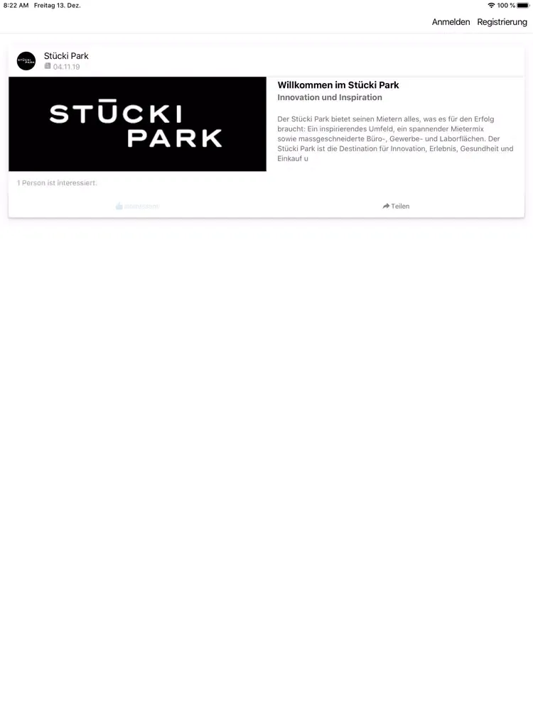 Tangkapan layar Stücki Park iPad 