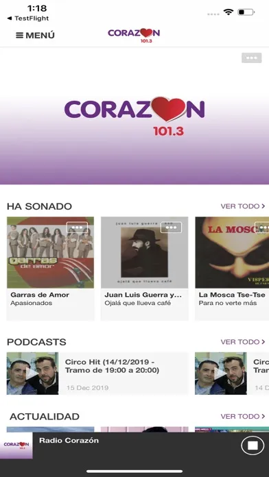 Screenshot di Radio Corazón Chile